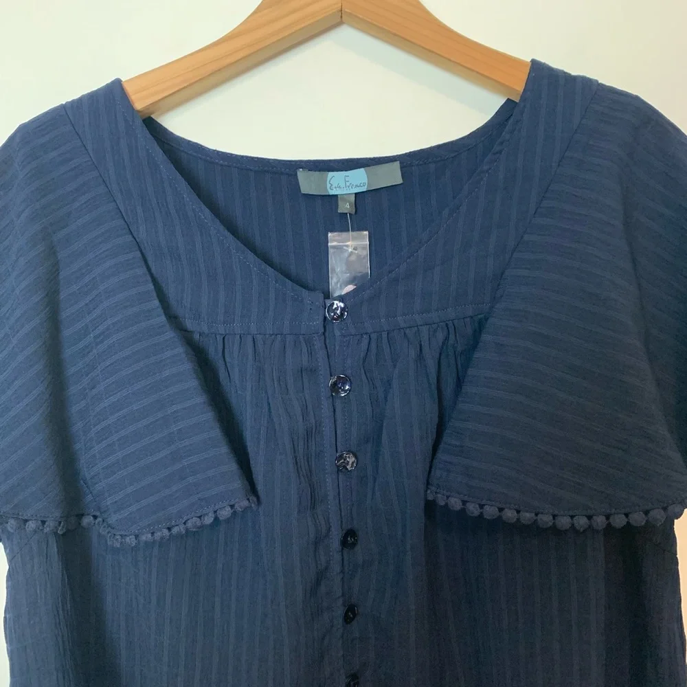 New Eva Franco Navy Blue Top - Picture 5 of 7